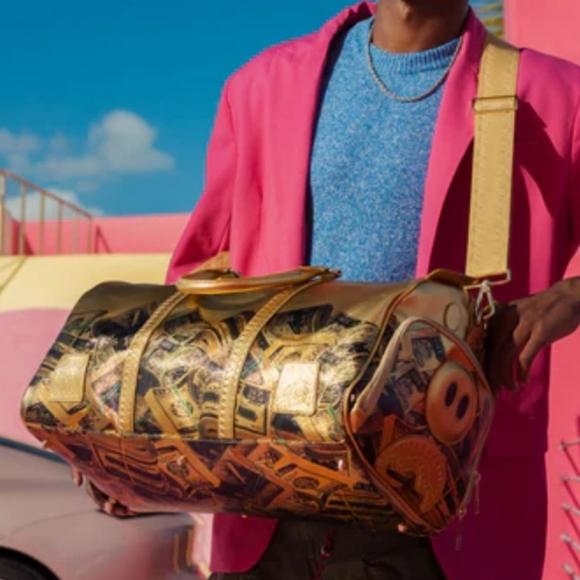 NWT Sprayground Squid Game Metallic Duffle Graffiti Sneaker Compartment Leather - Picture 11 of 16